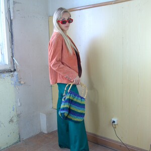 Vintage 80's BETTY BARCLAY light leather corral orange funky pastel festival jacket 画像 2