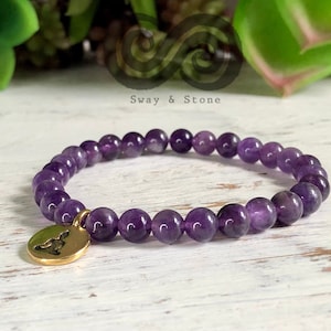 6mm Amethyst Buddha Charm Bracelet