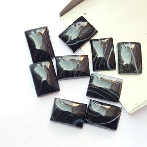 Natural Black Banded Agate Flat Back Rectangle Calibrated Cabochons 5x7,6x8,7x9,8x10,9x11,10x12,10x14,12x16,13x18,15x20,16x22,18x25, 20x30MM