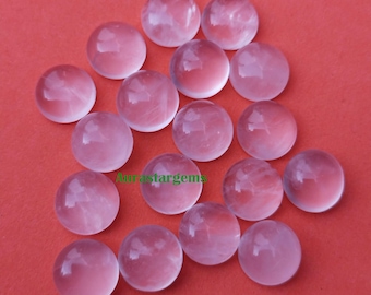 Natural Rose Quartz Flat Back Calibrated Round Cabochons Size 4,5,6, 7, 8, 9, 10, 11, 12,13,14,15,16,18,20,22,24,25 mm
