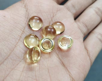 Natural Citrine Gemstone Cabochons, Round Calibrated Jewelry Making (3-12mm)