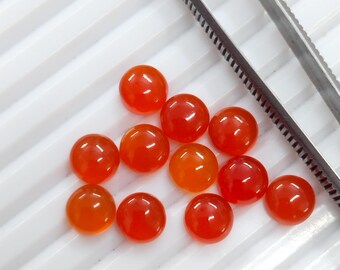 AAA Natural Carnelian Flat Back Round Shape Loose Calibrated Cabochons Size 3,4,5,6, 7, 8, 9, 10, 11, 12,13,14,15,16,18,20,22,24,25 mm
