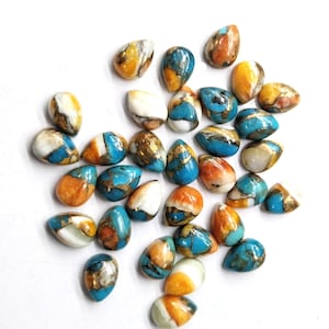 Natural American Oyster Copper Turquoise Pear Flat Back Cabochons 4x6,5x7,6x9,7x10,8x12,9x13,10x14,12x16,13x18,15x20,16x22,18x25,20x30MM