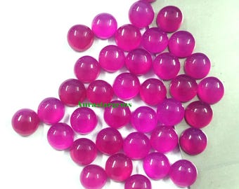 Natural Hot Pink Chalcedony Loose Calibrated Round Jewellery Cabochons Size 3,4,5,6, 7, 8, 9, 10, 11, 12,13,14,15,16,18,20,22,24,25 mm