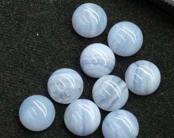 Natural Blue Lace Agate Round Loose Calibrated Jewellery Making Cabochons 4,5,6, 7, 8, 9, 10, 11, 12,13,14,15,16,18,20,22,24,25 mm