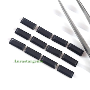 Natural Black Onyx Long Baguette Faceted Calibrated Loose Gemstone 4x8,5x10,6x12,7x14,8x16,9x18,10x20,12x24,13x26,15x30mm