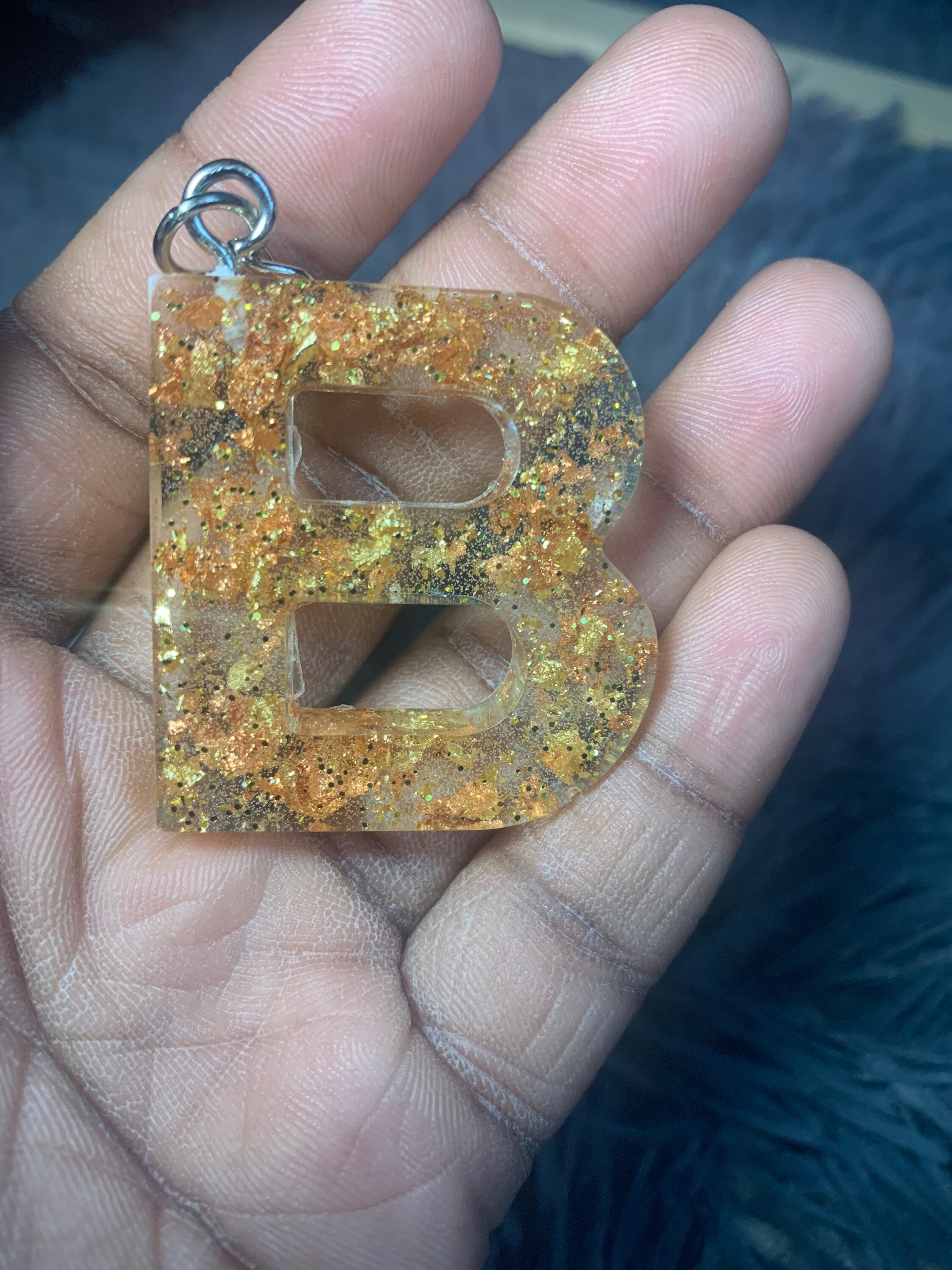 Premade handmade letter B resin keychain Etsy