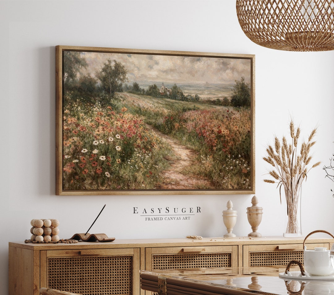 Easysuger Wildflower Field Wall Art Print, Nature Framed Large Gallery