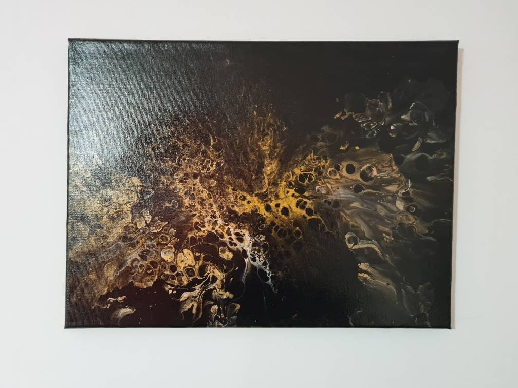 Schwarz und Gold Acryl abstrakte Malerei Etsy