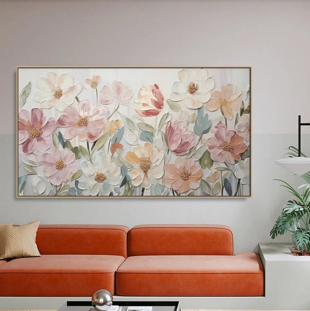 Original Abstract Flower Painting on Canvas,3d Textured Wall Art ...