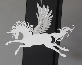 Flying Unicorn 2 -3D paper cutting template - SVG