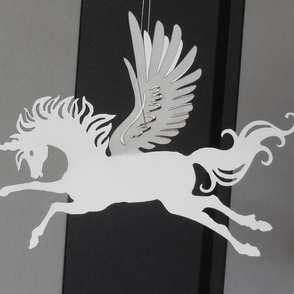 Flying Unicorn 2 -3D paper cutting template - SVG