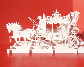 Royal stroller - 3D folding template for cutting paper. PDF, SVG, and others