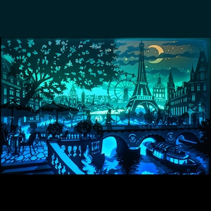 Les lumières de Paris gabarit de découpe papier caisson lumineux SVG image 2