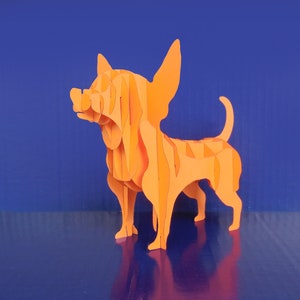 Chihuahua puppy 3D template, Puppy SVG, Chihuahua dog paper cut, Small Dog 3D