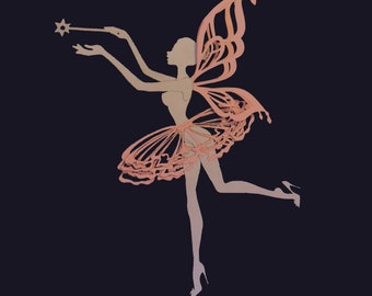 3D-feeënmeisje met kanten tutu: SVG-, PNG-, pdf-bestanden (digitale download)