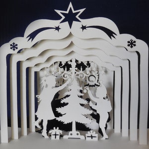 Decorating the Christmas tree 3D card-template for paper cutting