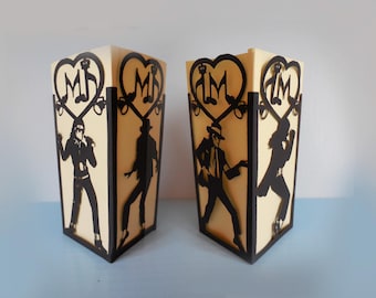 Modelo de lanterna de papel Michael Jackson, silhueta de vela 3D (download digital)