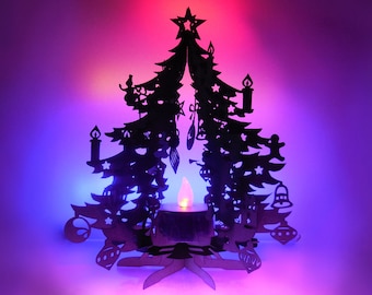 3D Christmas Tree SVG Template: LED Tea Light Papercraft (Digital Download)