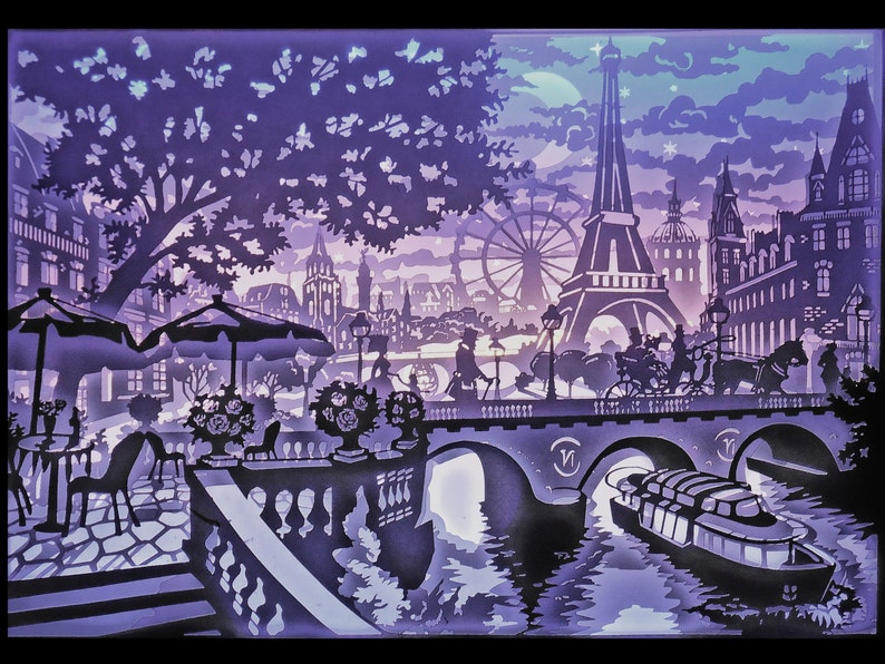 The lights of Paris-paper cutting template-light box-SVG image 5