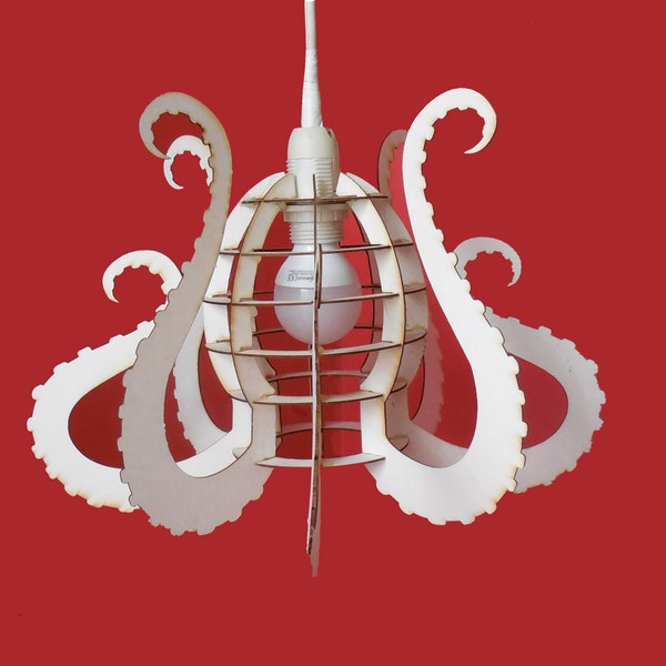 Octopus Hanging Lamp Chandelier, Pendel template SVG, Lampshade Octopus, Plafonnier, Découpe au laser ou à la machine de carton et de contreplaqué.