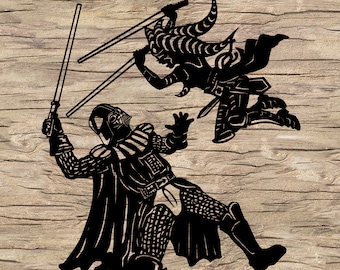 Ahsoka Tano vs Darth Vader Clipart: Adesivos vetoriais de Star Wars (Download digital)
