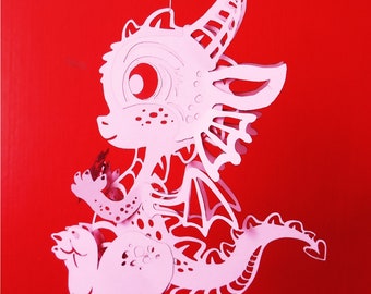 Baby Dragon 3D, Baby Dragon SVG, Baby Dragon Pattern, Cute Baby Dragon