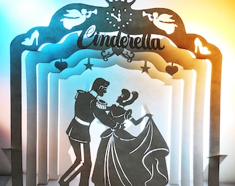 Dança da Cinderela, Arco 3D da Cinderela, Modelo de Conto de Fadas, Príncipe e Cinderela, Design de Corte de Papel