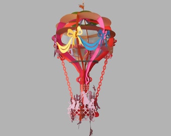 Passeio infantil com balão de ar - modelo 3D para corte de papel SVG.