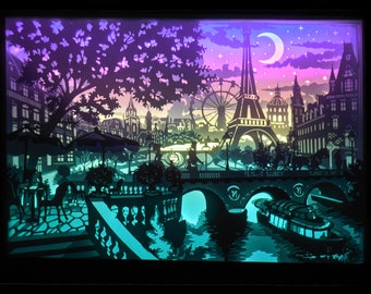 The lights of Paris-paper cutting template-light box-SVG