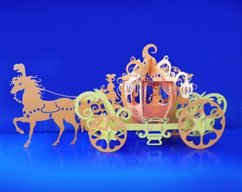 3D Pumpkin Cinderella Carriage Papercut Template (Digital Files)