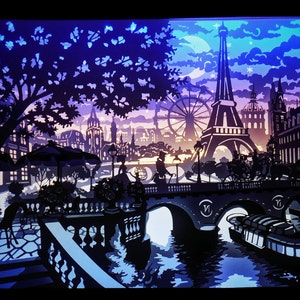 Les lumières de Paris gabarit de découpe papier caisson lumineux SVG image 3