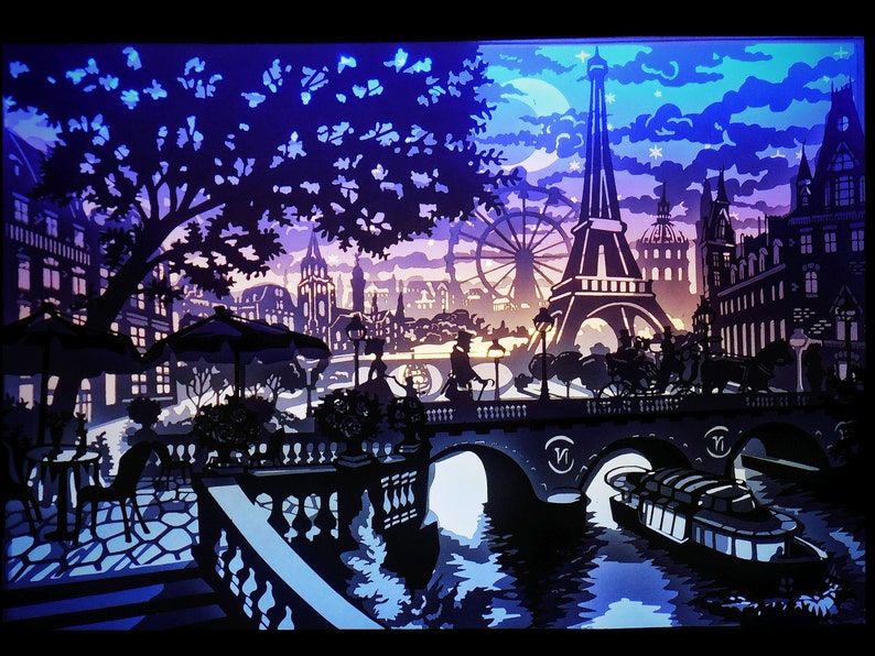 Les lumières de Paris gabarit de découpe papier caisson lumineux SVG image 3