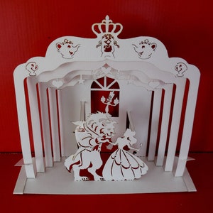 Arco 3D La Bella e la Bestia, modello di taglio della carta 3D, download digitale