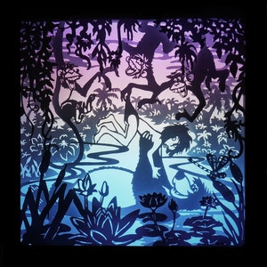 Jungle Book Shadow Box SVG: Monkey Scene Light Box Template (Digital Download)
