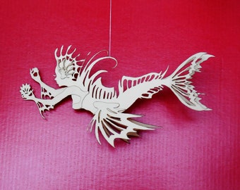 Sirene met parelmoerschelp - patroon voor snijpapier - SVG