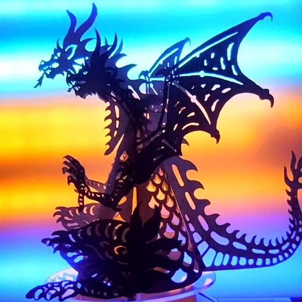 3D Dragon, Dragon SVG, 3D Dragon Template, Openwork Dragon Tea Lamp, Dragon Paper cut