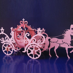シンデレラの馬車、3D 紙馬車、カボチャの馬車、王家の馬車、妖精の車、3D フィギュア、カッティング テンプレート