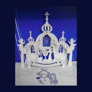 3D Christening scene, holy baptism day, Priest baptizes a child, 3D statuette for blessing, CHILD’S BAPTISM, sweet Baptism
