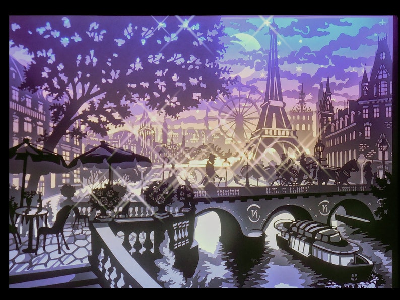 The lights of Paris-paper cutting template-light box-SVG image 4