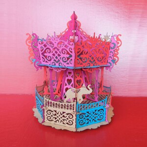 Paper Carousel Template: Intricate DIY 3D Puzzle (Digital Download)
