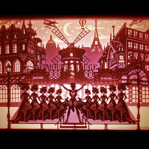 Moulin Rouge Lightbox Vorlage, Pariser Kabarett SWG, French Cancan, Emblem von Paris