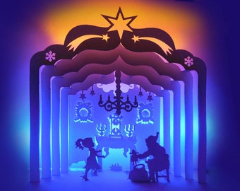 3D Christmas Card Template: Santa Claus Paper Cutting (PDF, SVG, PNG)