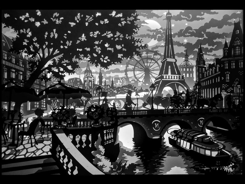 The lights of Paris-paper cutting template-light box-SVG image 9