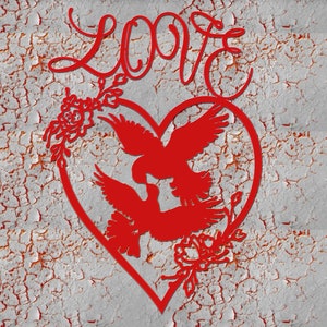 Love Heart Doves Clipart: Valentine&#39;s Day SVG, PNG, PDF (Digital Download)