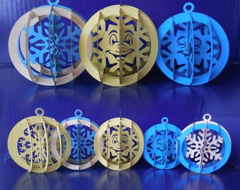 3D Snowflake Christmas Ball Template (Digital Download)