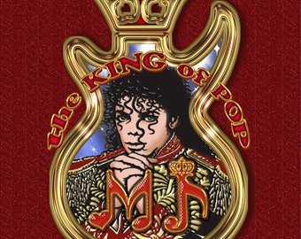 Michael Jackson le roi, dessin numérique, modèle de contour SWG, emblème du roi PNG, monogramme M. J., art mural Michael J., portrait M. Jackson.