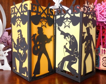 Modelo de lanterna de papel do Elvis Presley: silhueta de vela 3D (download digital)