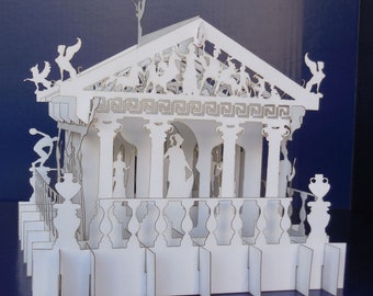 Parthenon - 3D folding template for paper cutting. PDF, SVG,