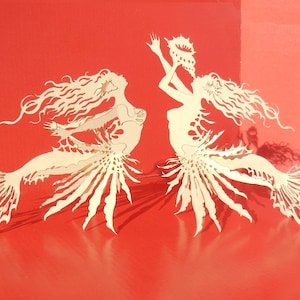 Mermaid Lionfish -3D-Muster zum Scherenschnitt. PDF, SVG und andere